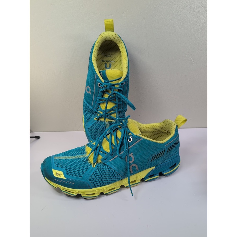 On Cloud Women's Athletic Shoe in Teal and Yellow